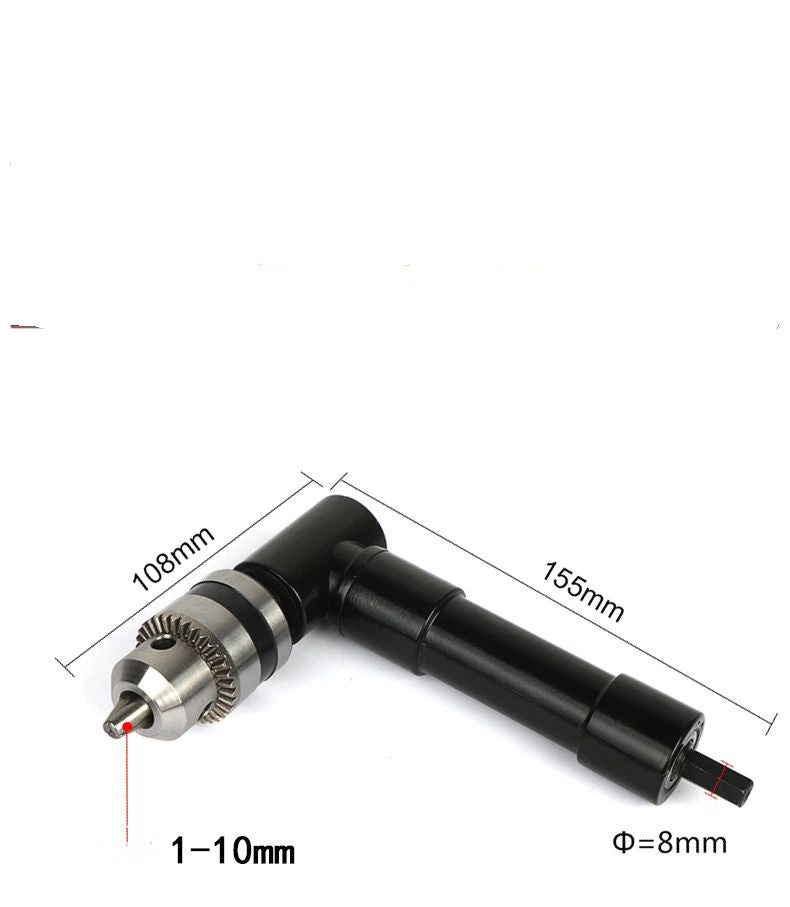 Drill Chuck Extension, 90 degree attachment Adapter With 3/8" Keyed Chuck 8mm Hex Shank Power Tool V1192-AZ-W-2911