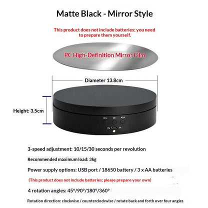 Motorized Rotating Display Stand, 360 Degree Electric Rotating Turntable for Photography Products, Jewelry, V1192-AZ-W-2916