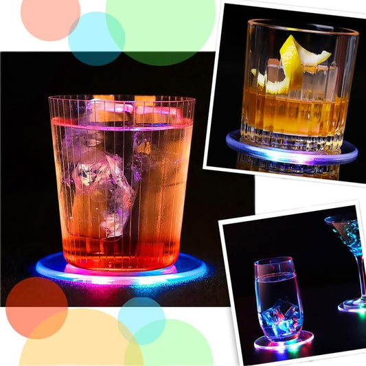 6 PCS LED Drink Coasters, Ultra-Thin Acrylic Non-Slip Waterproof Transparent LED Cocktail Coasters for Club V1192-AZ-W-2918
