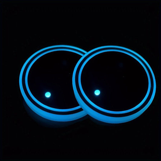 4pcs LED Car Cup Holders, Waterproof Cup Holder with 7 Colors Changing USB Charging Mat, LED Interior V1192-AZ-W-2920