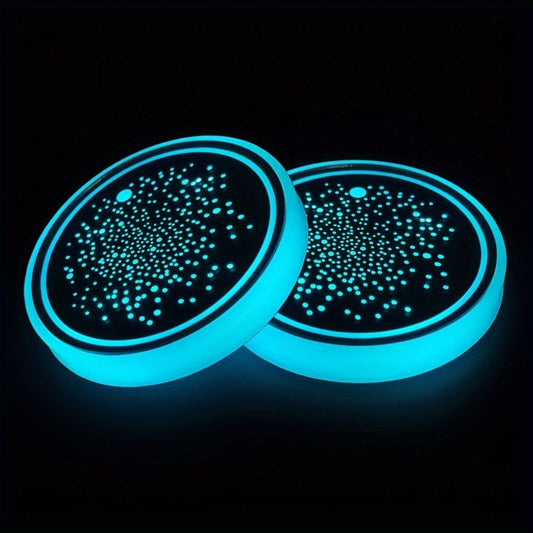 4pcs LED Car Cup Holders, Waterproof Cup Holder with 7 Colors Changing USB Charging Mat, LED Interior V1192-AZ-W-2920