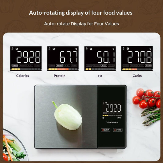 Smart Nutrition Food Scale with LED Display, Tracks Calories, Fat, Carbs & Protein via App, Precision Digital V1192-AZ-W-2921