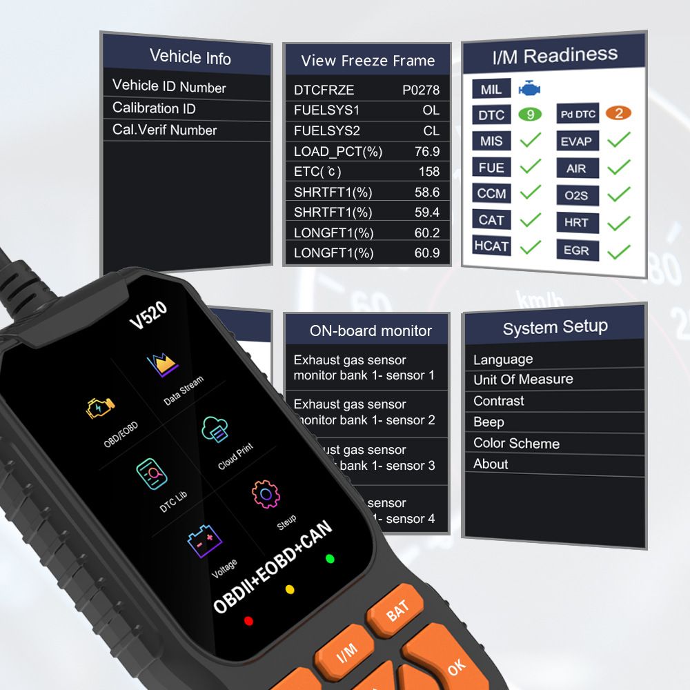 Professional OBD2 Car Scanner Diagnostic Tool, Enhanced V520 Vehicle OBDII/EOBD Check Engine with Read/Erase V1192-AZ-W-2924