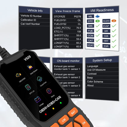 Professional OBD2 Car Scanner Diagnostic Tool, Enhanced V520 Vehicle OBDII/EOBD Check Engine with Read/Erase V1192-AZ-W-2924