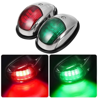 Boat Navigation Lights Red and Green Bow Light LED Vertical Mount 1 Pair (Vacuum Electroplate Silver) V1192-AZ-W-2925