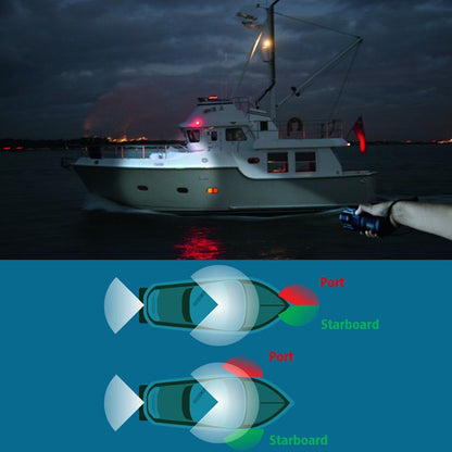 Boat Navigation Lights Red and Green Bow Light LED Vertical Mount 1 Pair (Vacuum Electroplate Silver) V1192-AZ-W-2925