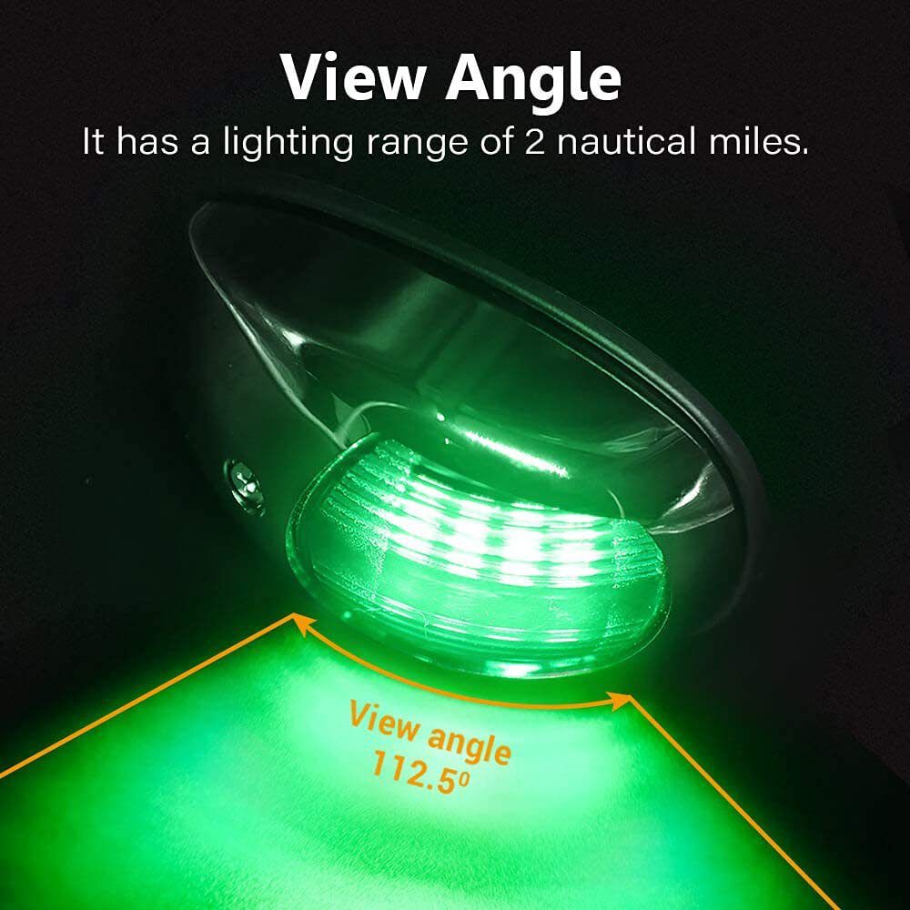 Boat Navigation Lights Red and Green Bow Light LED Vertical Mount 1 Pair (Vacuum Electroplate Silver) V1192-AZ-W-2925