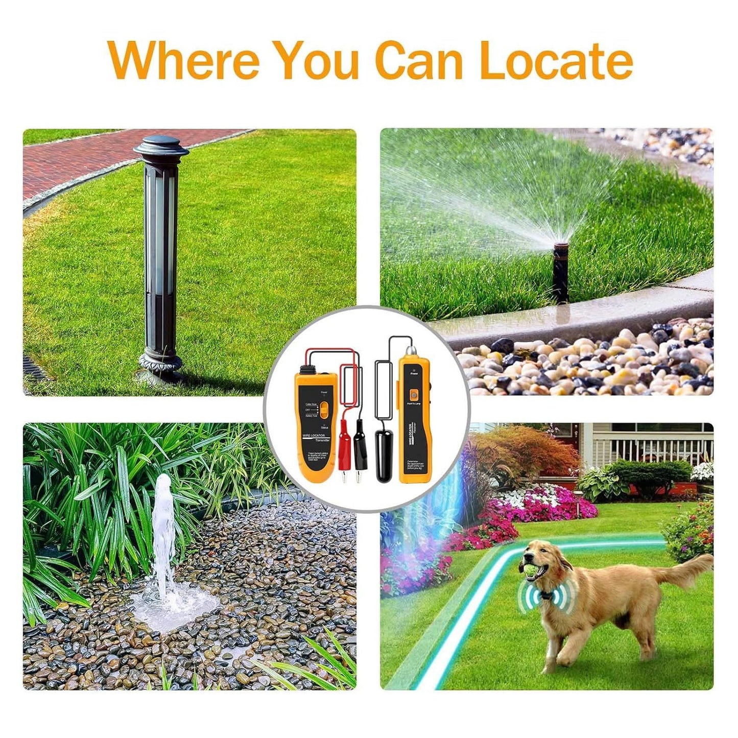 Underground Cable Locator, Wire Tracer Cable Tester for Dog Fence Cables Irrigation Control Wires V1192-AZ-W-2926
