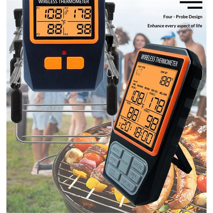 Long Range Wireless Meat Thermometer for Grilling and Smoking with 4 Probes BBQ Grill Kitchen Food Cooking V1192-AZ-W-2927