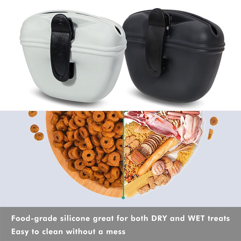 2 pack Silicone Dog Treat Pouch,Clip on Portable Train Container,Convenient Magnetic Buckle V1192-AZ-W-2949