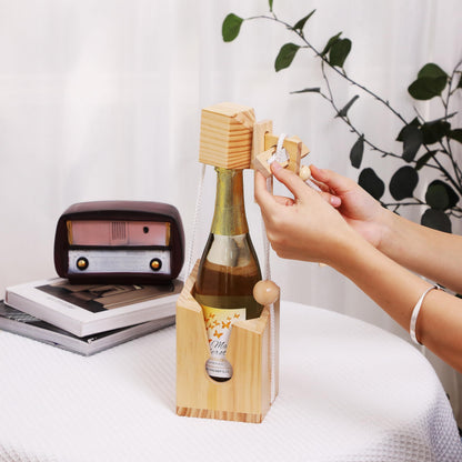 Fun Bottle Gift Lock Challenge Puzzle Game Wood Brain Teaser for Adults Party and Gathering(Excluding wine V1192-AZ-W-2952