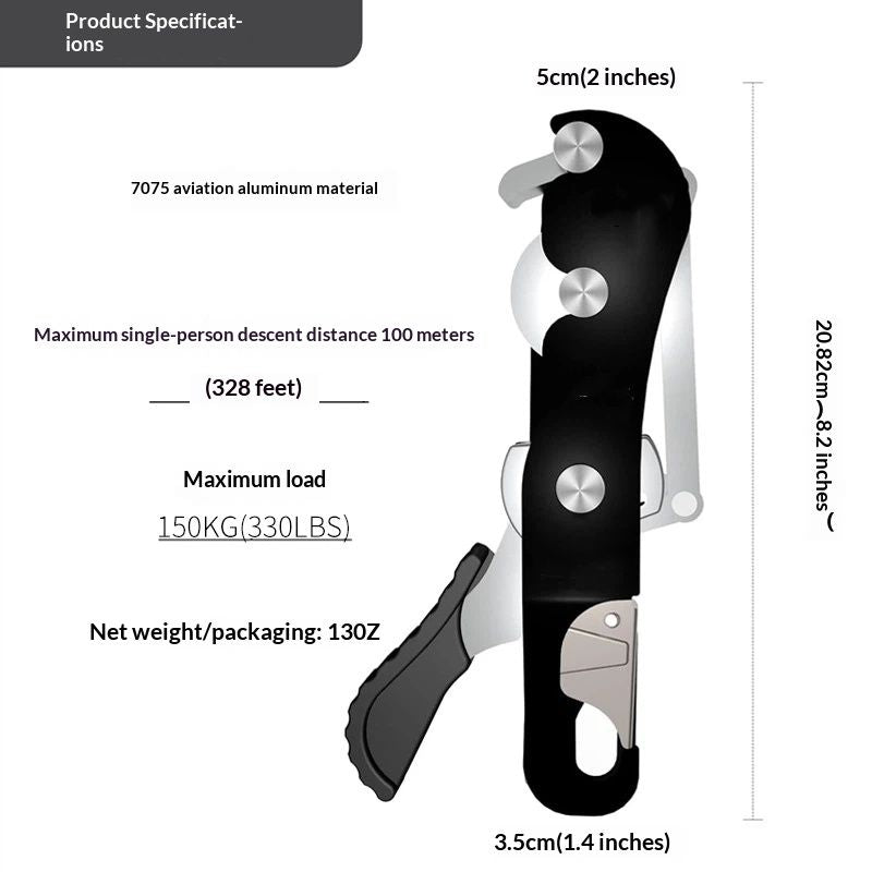 Climbing Stop Descender Rappelling Anti-Panic Belay Devices for 10-12mm Rope Rescue Equipment Hand Controls V1192-AZ-W-2955