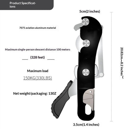 Climbing Stop Descender Rappelling Anti-Panic Belay Devices for 10-12mm Rope Rescue Equipment Hand Controls V1192-AZ-W-2955