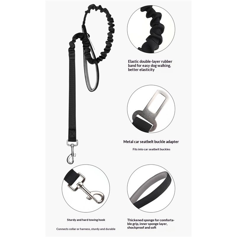 Tactical Military Dog Leash Hook Clips Bungee Dog Lead Elastic Bungee Rope Leash with Control Handle (black) V1192-AZ-W-2959