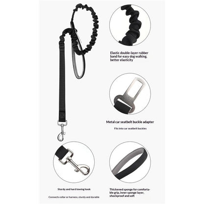 Tactical Military Dog Leash Hook Clips Bungee Dog Lead Elastic Bungee Rope Leash with Control Handle (black) V1192-AZ-W-2959