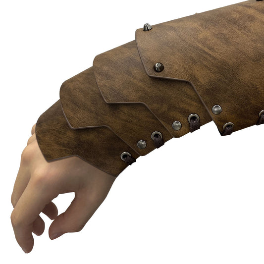 A pair Medieval Faux Leather 4 Layers Bracers Arm Armor, Middle Ages Mercenary Gauntlets, Costume Knight V1192-AZ-W-2968