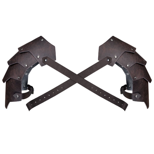 Medieval Faux Leather pauldron , Vintage Mercenary Knight Shoulder Armor for Cosplay Costume (dark brown) V1192-AZ-W-2969