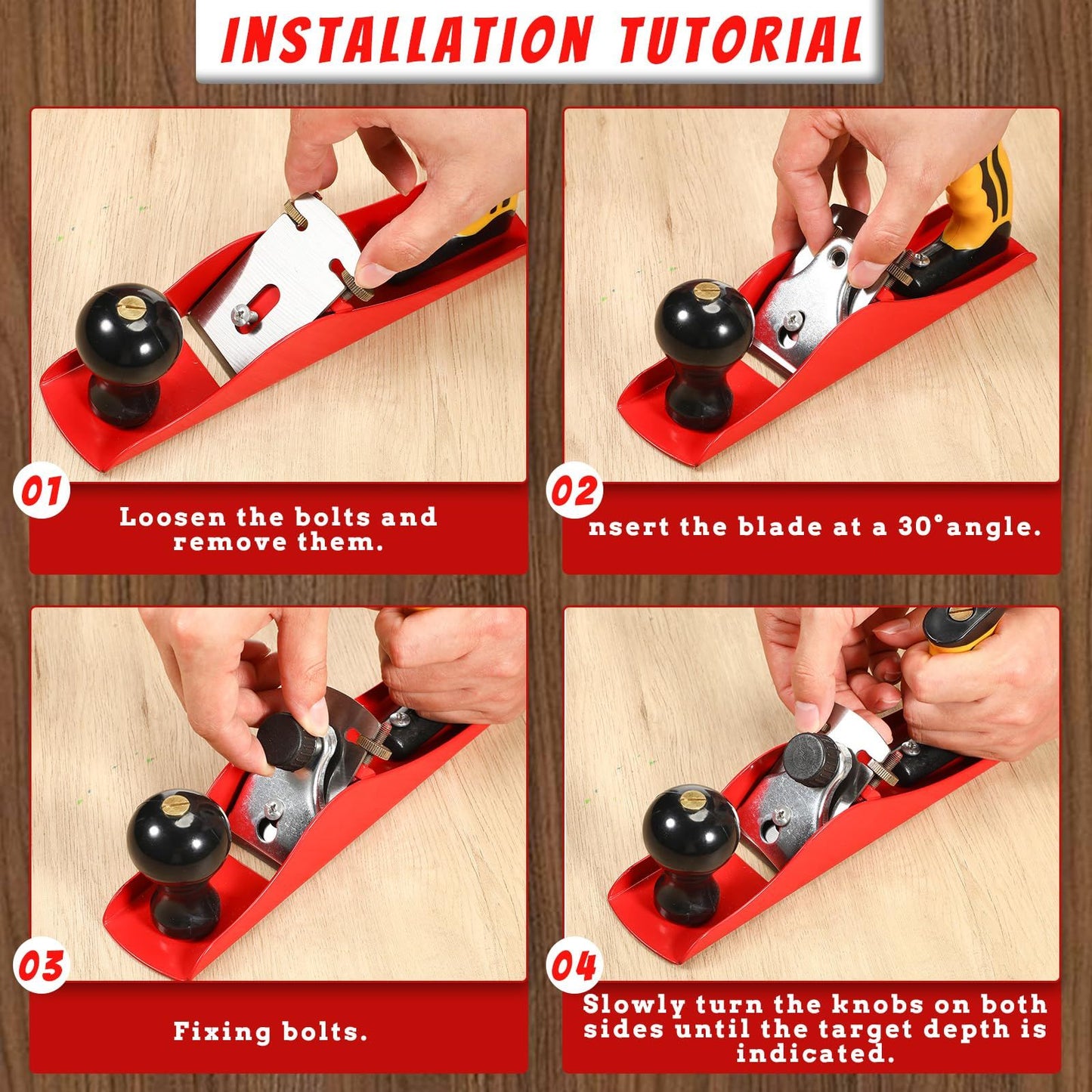 Hand Planer withBlade Adjustable Smoothing Wood Plane Universal Bench Plane for Door Installation Woodworking V1192-AZ-W-2977
