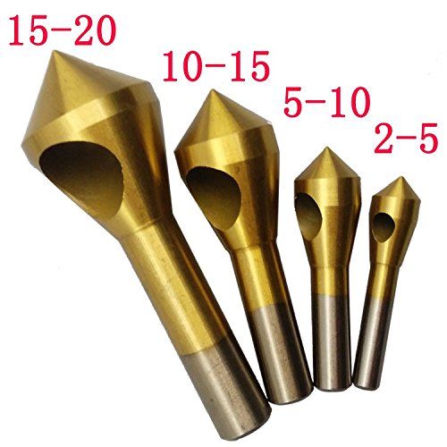 4pcs Titanium Coated Countersink Chamfer Tool Deburring Tool Set Metal Wood Drill Bits 2-5mm 5-10mm 10-15mm V1192-AZ-W-2981