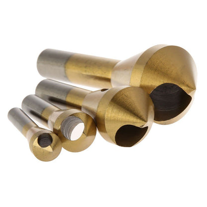4pcs Titanium Coated Countersink Chamfer Tool Deburring Tool Set Metal Wood Drill Bits 2-5mm 5-10mm 10-15mm V1192-AZ-W-2981