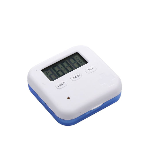 2pcs Pill Organizer,Portable Medicine Box Daily Medicine Organizer Box with Alarm Reminders-4 Compartment V1192-AZ-W-2990