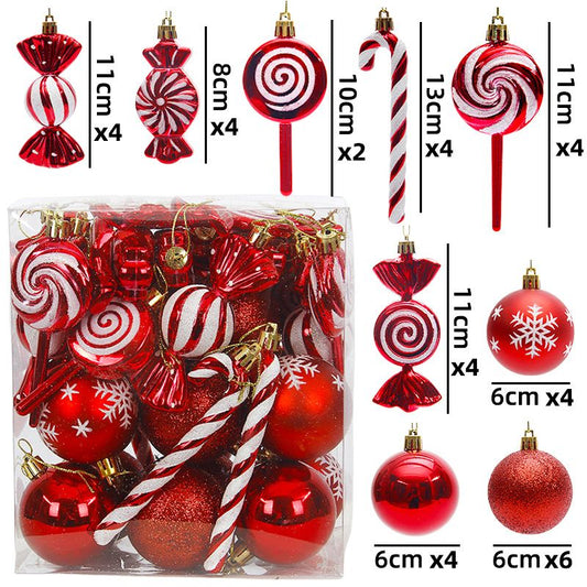 Christmas Tree Ornaments 36 pcs Multi-Size Candy Cane Shatterproof Ball Ornaments Set for Christmas Holiday V1192-AZ-W-2999