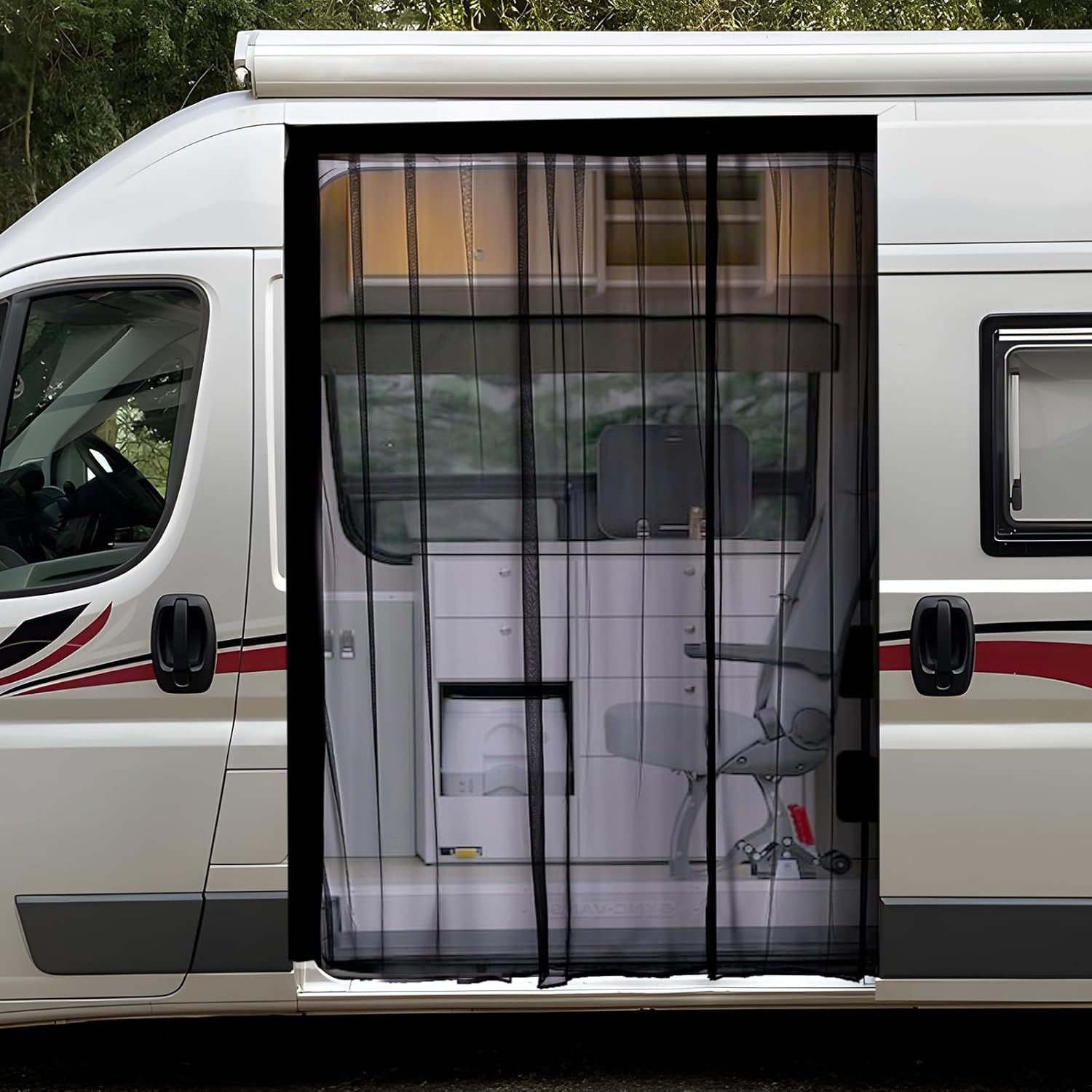 Screen Sliding Door Van Screen Mesh Curtains Easy to Install and Remove, Universal Fly Screen Campervans, V1192-AZ-W-3009
