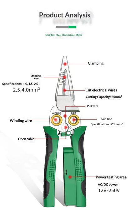 8 in 1 Wire Stripper with Voltage Tester, 8 in 1 wire stripping pliers, Multi-function Electric Wire V1192-AZ-W-3010