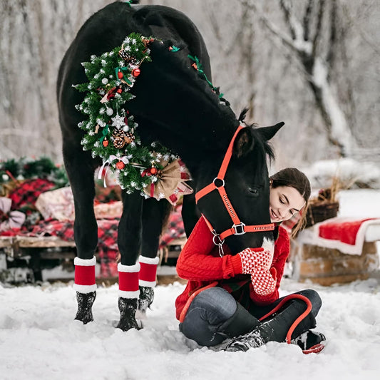 Christmas Horse Leg Wraps Standing Wraps for Horses red Horse Leg Protectors Horse Leg Wraps Wraps , Pack of V1192-AZ-W-3013