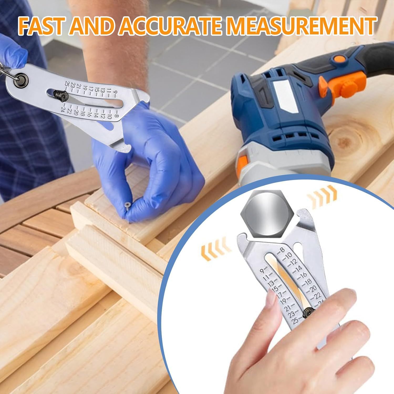 Portable Precise Thread Size Checker Keychain,Precise Bolt Sizes Finder Keychains, Thread Sizes Verification V1192-AZ-W-3029