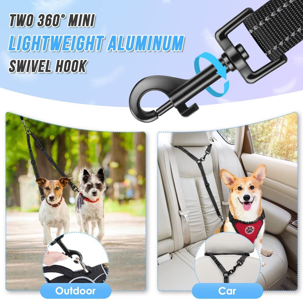 Dual dog leash, tangle free dual dog design 360 degrees rotating, reflective walking training guidance, V1192-AZ-W-3032