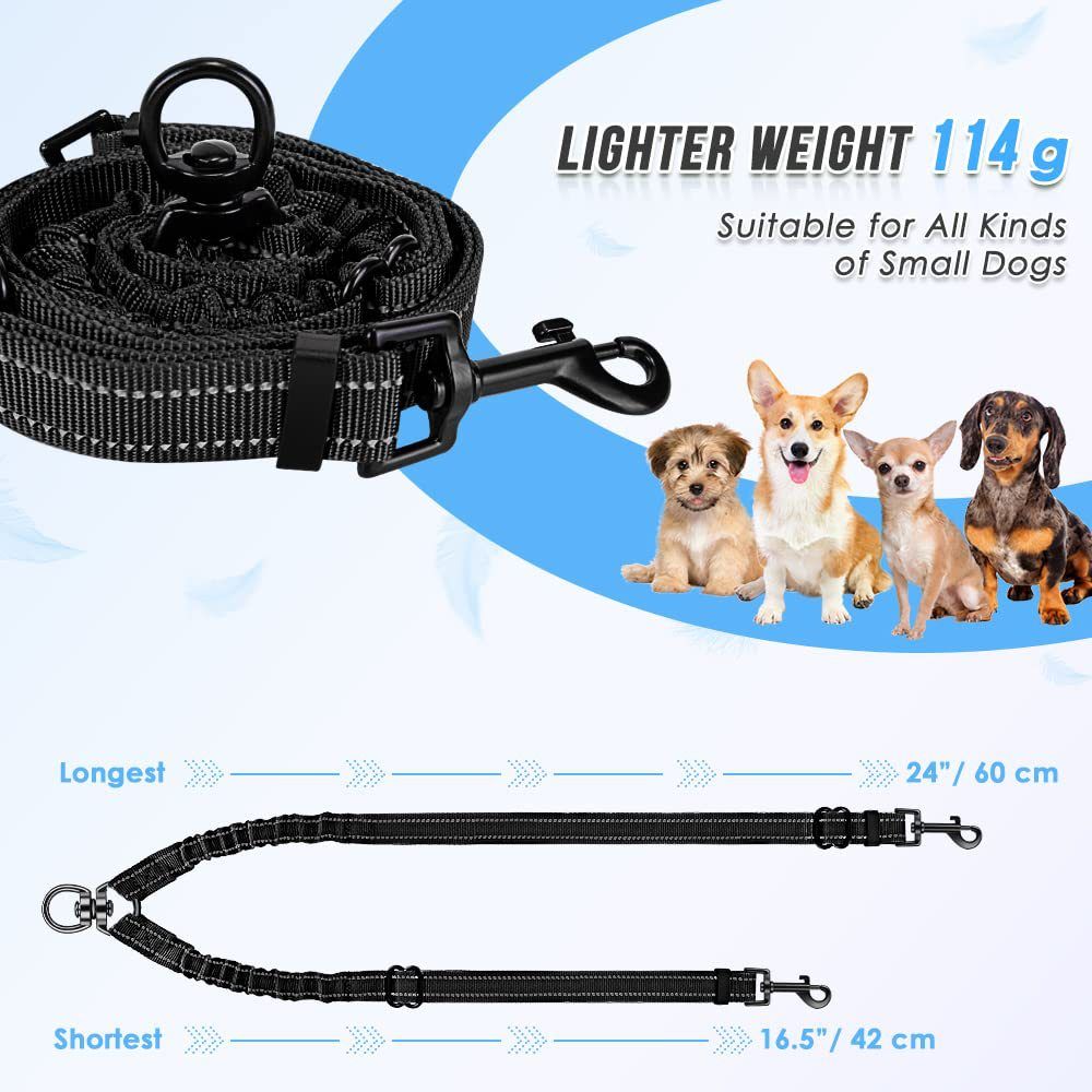 Dual dog leash, tangle free dual dog design 360 degrees rotating, reflective walking training guidance, V1192-AZ-W-3032