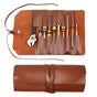 Leather Tool Bag Roll Up, 10Slot Heavy Duty Tool Roll Bag Organizer, Durable Tool Kit Folding Tool Pouch Roll V1192-AZ-W-3033