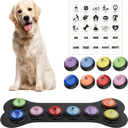Dog Buttons for Communication, 8 Pcs Dog Talking Button Set, Speaking Button for Dogs with Waterproof V1192-AZ-W-3045