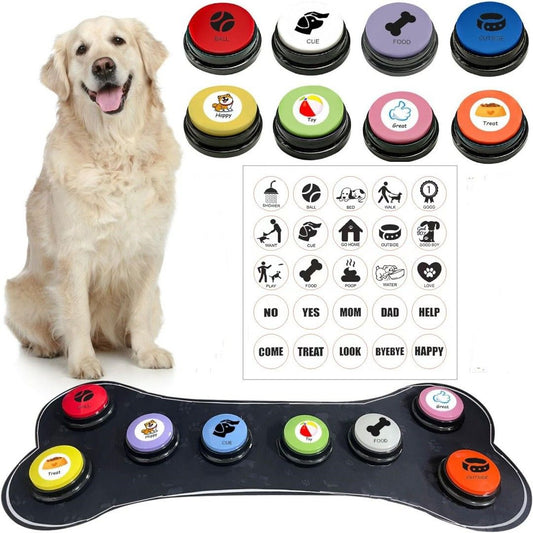 Dog Buttons for Communication, 8 Pcs Dog Talking Button Set, Speaking Button for Dogs with Waterproof V1192-AZ-W-3045