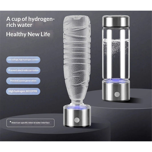 Hydrogen Water Bottle,3Min, Portable 15.2OZ, Rechargeable Hydrogen Water Bottle for Travel, Home, Office - V1192-AZ-W-3046