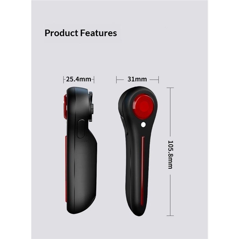 Bike Tail Light Smart - with Brake/Light Sensor, USB Rechargeable, IP64 Waterproof, 6Light Modes Bicycle V1192-AZ-W-3048