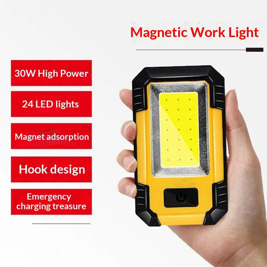 LED Work Light Rechargeable, Magnetic COB Portable Worklights, 30w Lumens, Job Site Lighting for Car V1192-AZ-W-3050