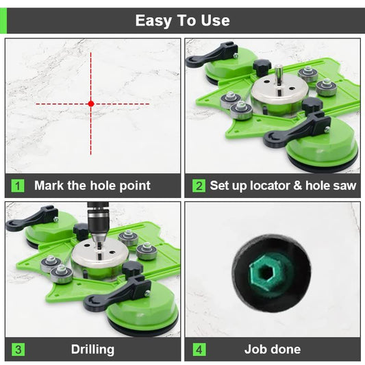 Hole Saw Guide Jig Fixture, 4mm - 83mm Adjustable Punch Locator Drill Guide Glass Drilling Jig with Double V1192-AZ-W-3057