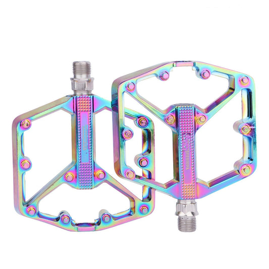 Road/Mountain Bike Pedals - 3 Bearings Bicycle Pedals - Machined Flat Pedals with Removable Anti-Skid V1192-AZ-W-3061