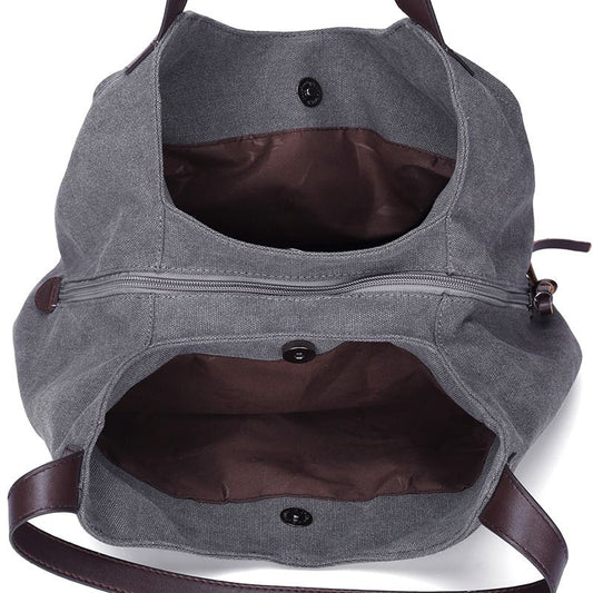 Women's Multi-pocket Shoulder Bag Fashion Canvas Handbag, Women Shoulder Bag Tote Vintage Top-Handle Bag V1192-AZ-W-3066