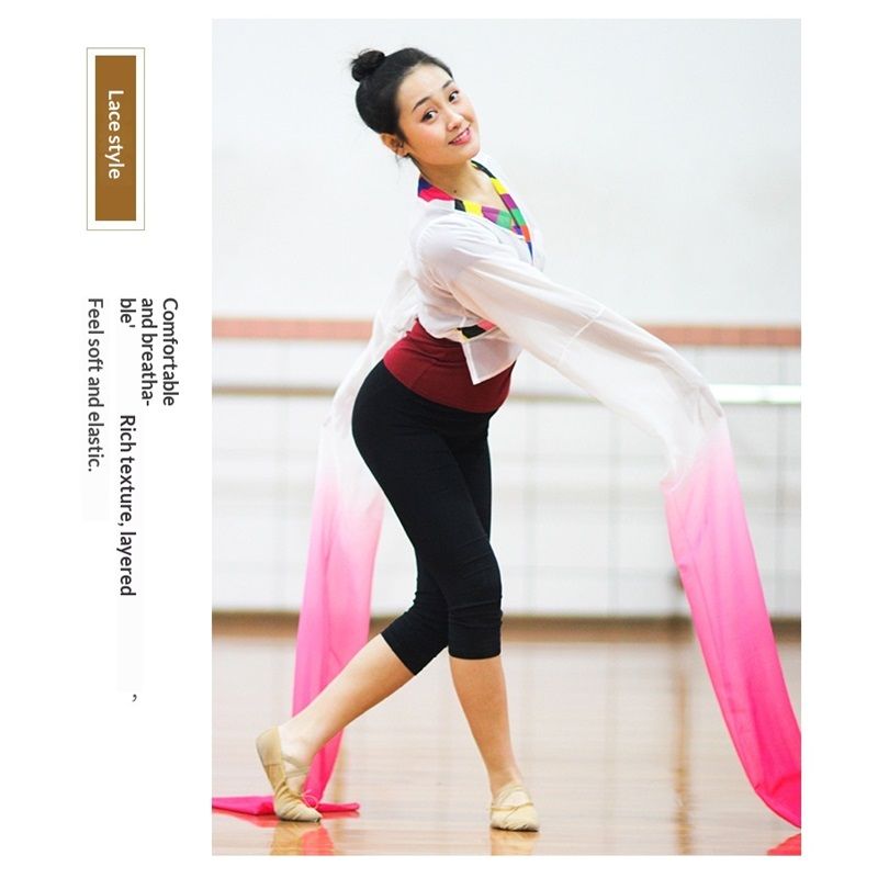 Dance Long Chiffon Sleeves - Peking Opera Stunts Dancing Practice Long Flowing Inner Sleeves(Rose Red V1192-AZ-W-3071