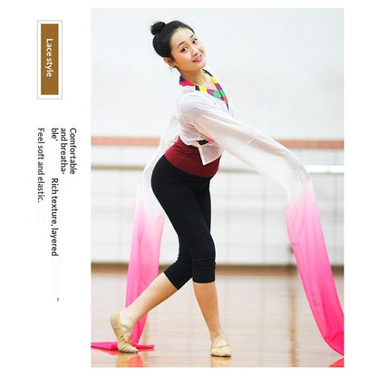 Dance Long Chiffon Sleeves - Peking Opera Stunts Dancing Practice Long Flowing Inner Sleeves(Rose Red V1192-AZ-W-3071