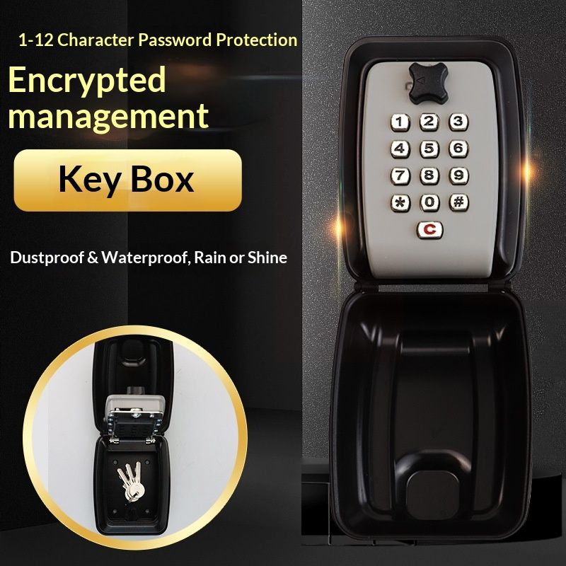 Key Lock Box for Outside, Sturdy Waterproof Wall Mount Lock Box for House Key, 12-Digit Combination V1192-AZ-W-3073