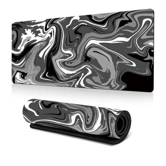 Abstract Black and White Marble Fluid Topographic Contour Map Ink Liquid Wave Gaming Keyboard Mouse Pad V1192-AZ-W-3074