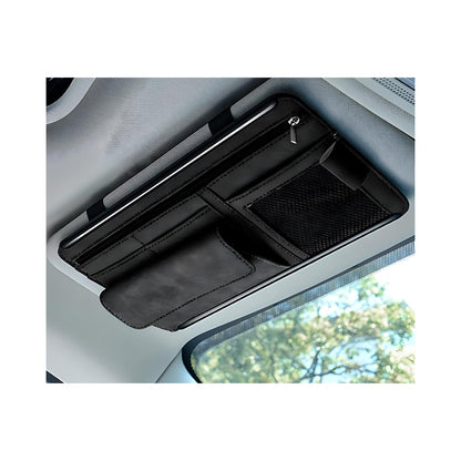 Car Sun Visor Organizer, Soft Leather Surface Eyeglasses Note Card Holder Car Storage Bag, Scratch-Resistant V1192-AZ-W-3083