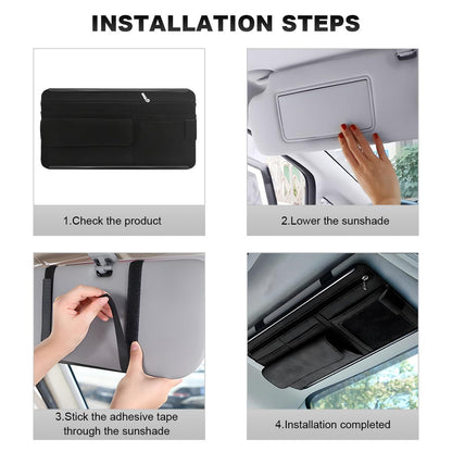 Car Sun Visor Organizer, Soft Leather Surface Eyeglasses Note Card Holder Car Storage Bag, Scratch-Resistant V1192-AZ-W-3083