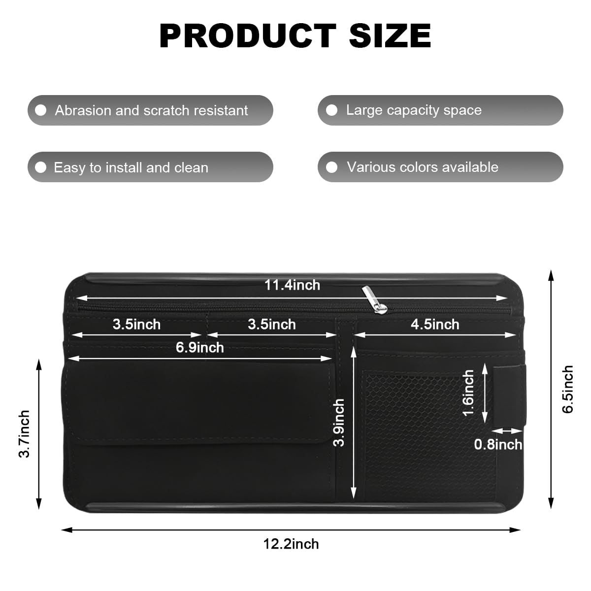 Car Sun Visor Organizer, Soft Leather Surface Eyeglasses Note Card Holder Car Storage Bag, Scratch-Resistant V1192-AZ-W-3083