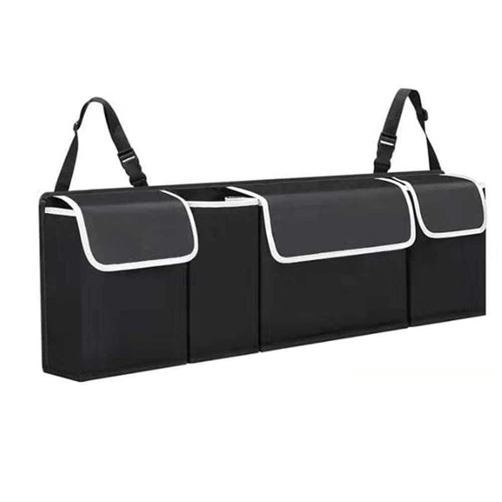 Backseat Trunk Organizer for Car - Durable Trunk Hanging Storage Bag with 4 Large Storage Pocket & 3 V1192-AZ-W-3084