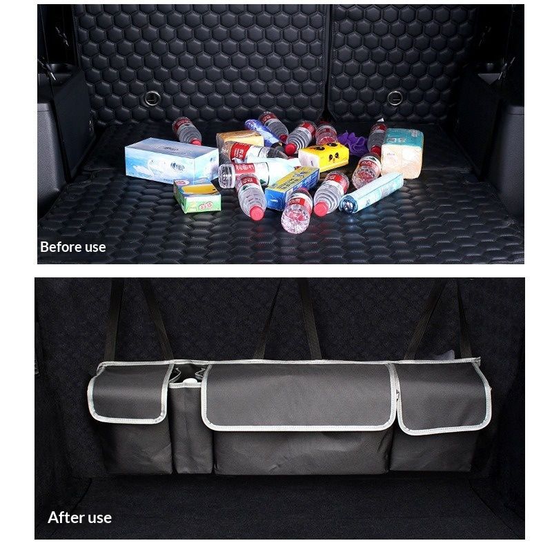 Backseat Trunk Organizer for Car - Durable Trunk Hanging Storage Bag with 4 Large Storage Pocket & 3 V1192-AZ-W-3084